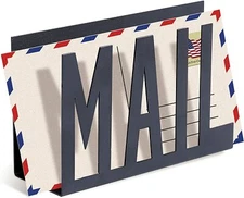 MyGift Black Metal Desktop Cutout Mail Letter Holder