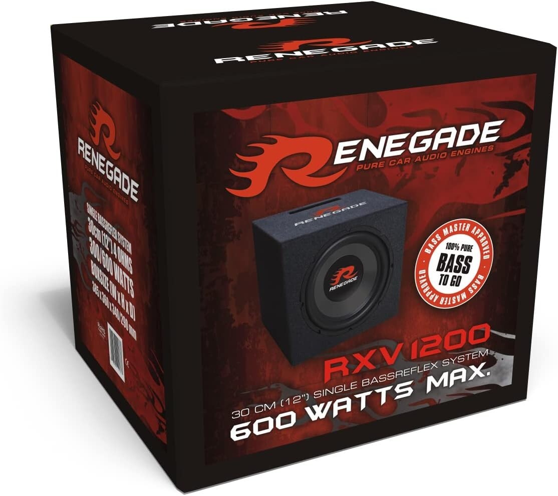 Renegade RXV1200 Subwoofer 30cm Box Reflex 600W - Bassi Potenti Auto