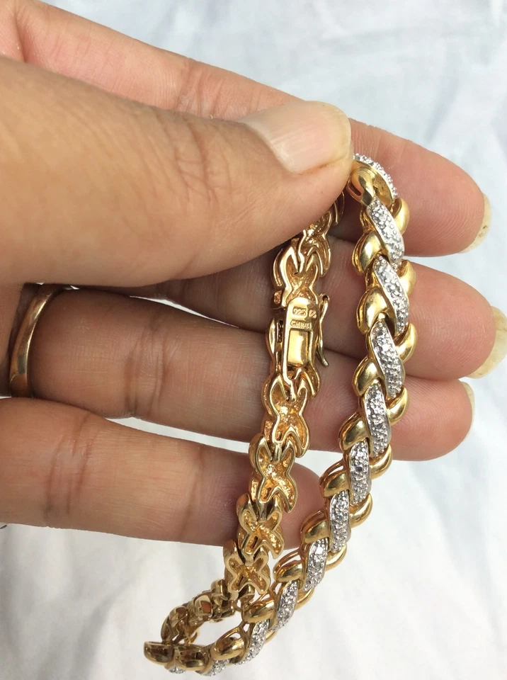 Hermosa pulsera QVC plata de ley 925 vermeil 2 tonos Foto 3 de 4