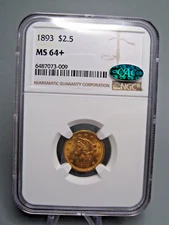 BU GEM PLUS GRADE 1893 Gold $2.50 LIBERTY Head Quarter Eagle. NGC MS64+ CAC.