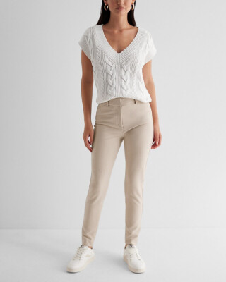 NEW EXPRESS $80 NEUTRAL HIGH WAISTED EDITOR SKINNY PANTS SZ 10