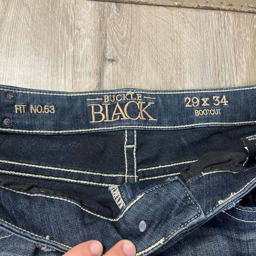 Buckle Black Women's Jeans 29x34 Bootcut Faded Denim Rayon Cotton Pants Low Rise - Picture 3 of 7