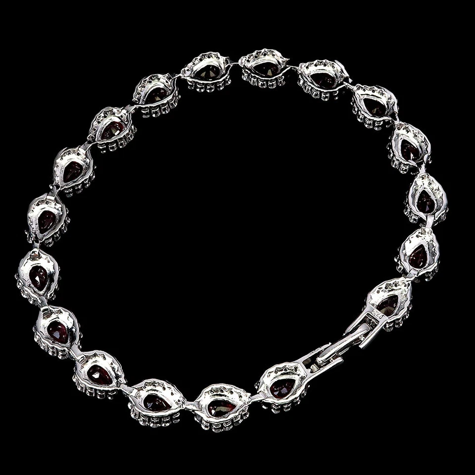 925 Sterling Silver Bracelet Pear Ruby 6x4mm Natural Gemstone jewelry 7.5inches - Image 3 of 4