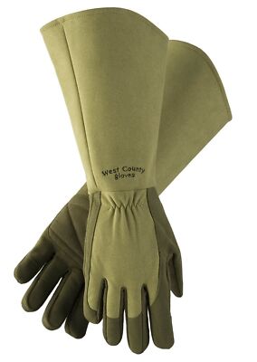 West County 054M/S Gauntlet Rose Gloves   Small, Moss, Gardening Gloves w/