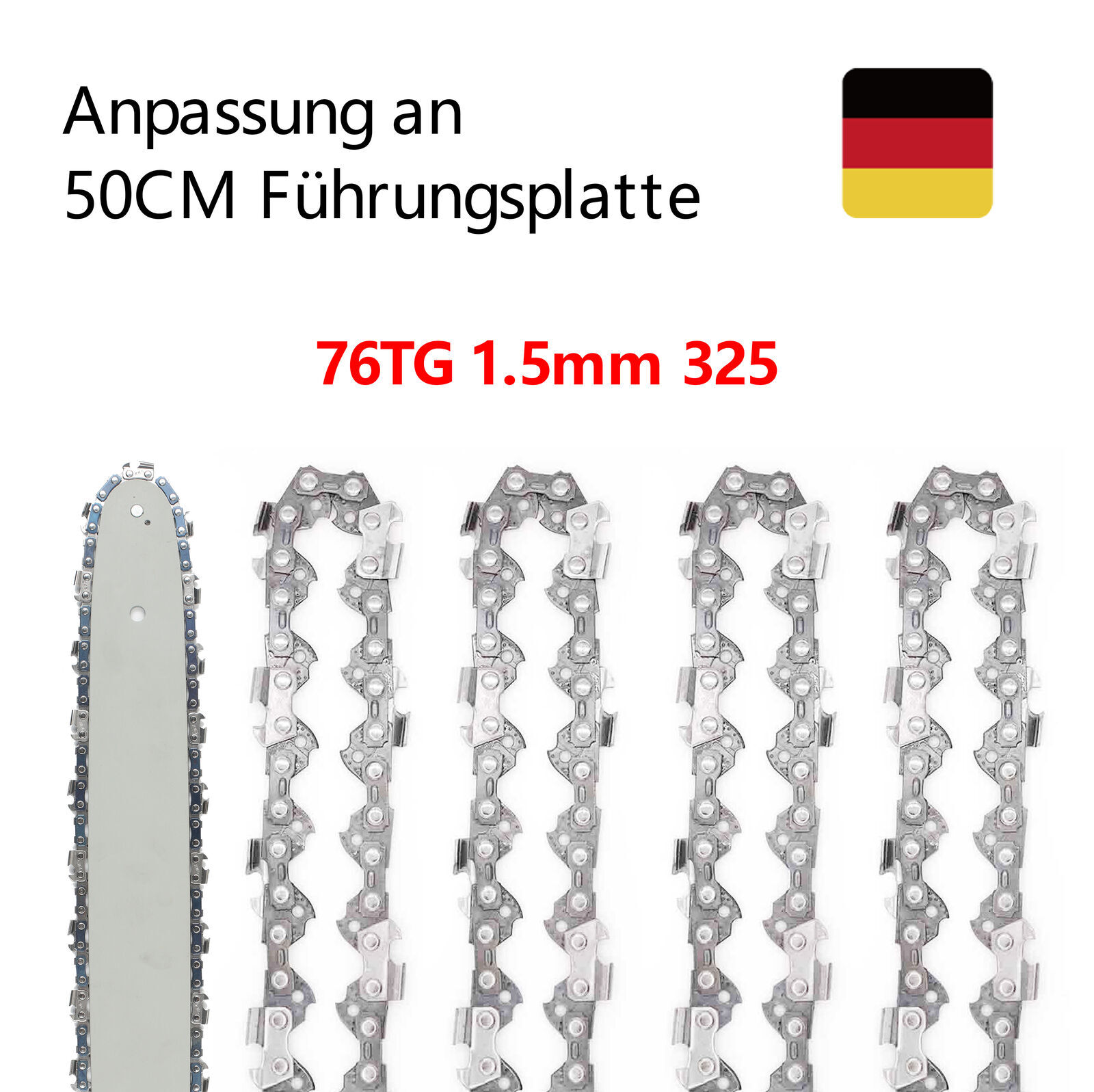 2X SÄGEKETTE 38 CM – 1,5 Mm, Teilung 0,325, 64 Glieder, Passend Für Fuxtec, Husqvarna, Dolmar Kettensägen