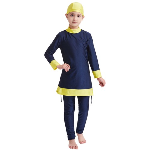 Kids Muslim Girls Swimwear Full Cover Burkini 3 Piece Set Beachwear Bathing Suit - Picture 10 of 49