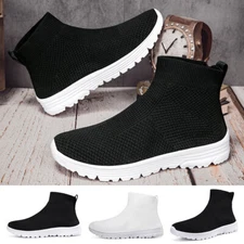 High Top Casual Shoes Outdoor Sock Shoes Mesh Slip on Women Men Sneakers Size 47