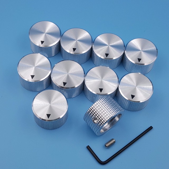 10Pcs Silver Aluminum 6mm Dia Rotary Control 25 x 15.5mm Potentiometer