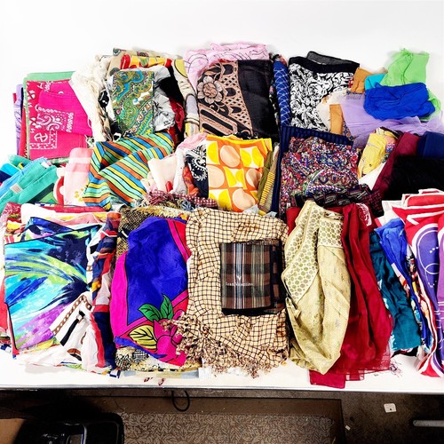 Large Lot of 140 Vintage Scarves Silk Cotton Bandana Rodeo Fast Color Vera