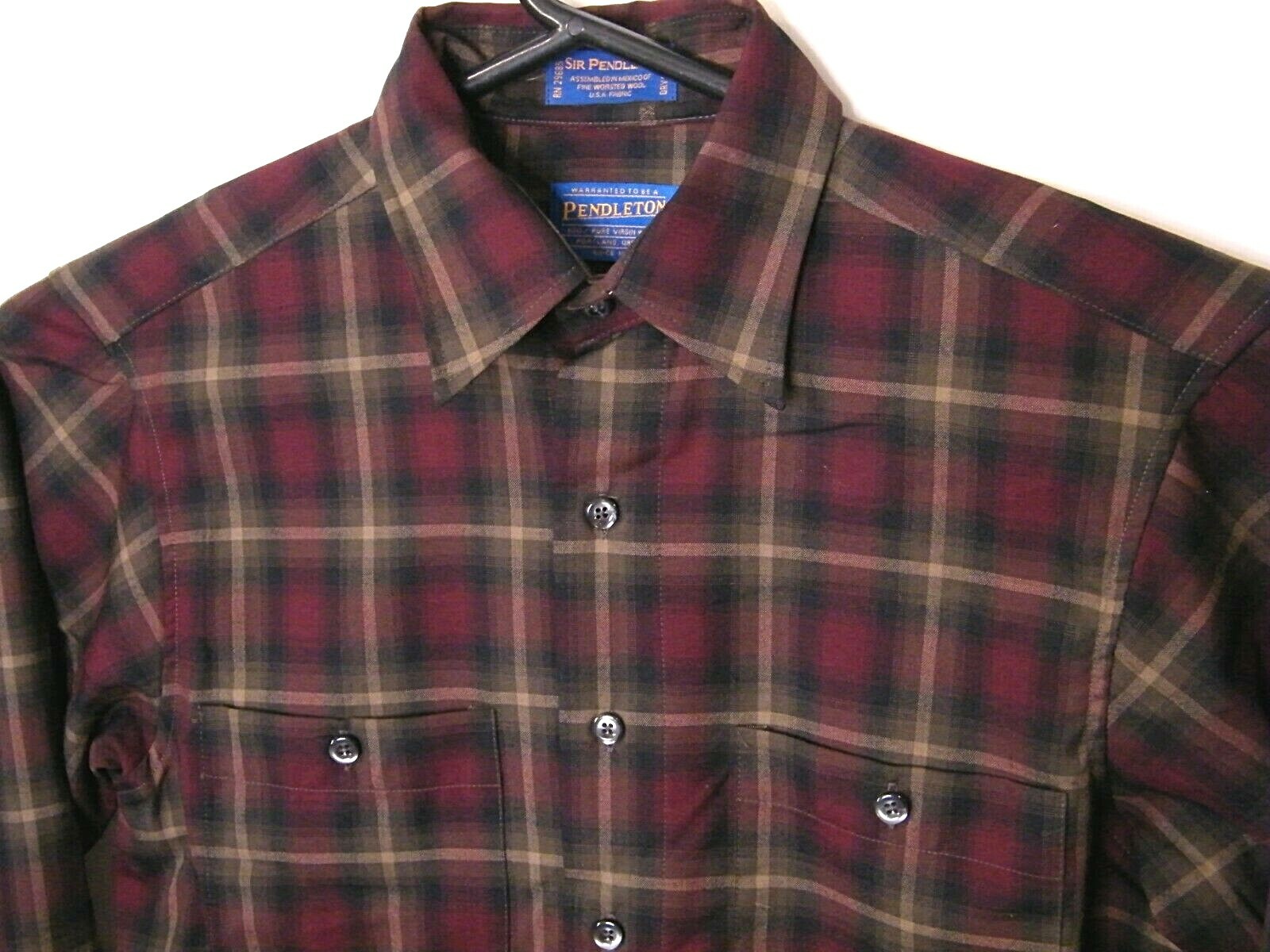 Sir PENDLETON Worsted Wool Button Up Shadow Plaid… - image 2