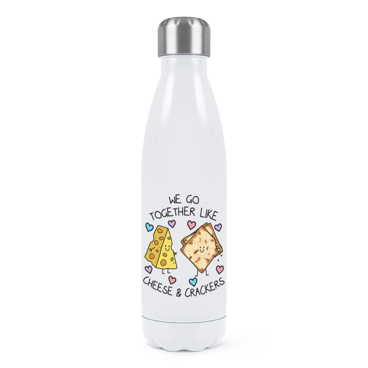 We Go Together Like Cheese & Crackers Double Wall Water Bottle Funny Valentines