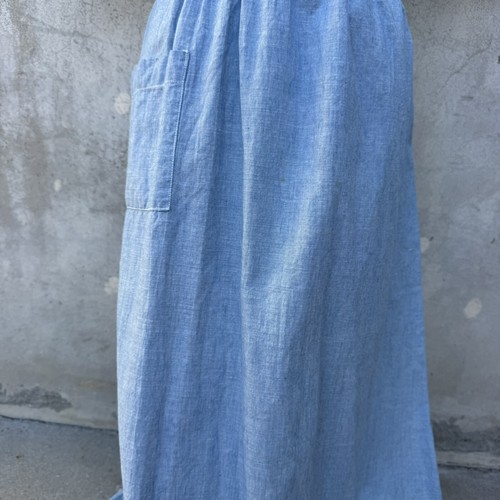 Antique Edwardian Blue Chambray Cotton Dress Workwear Prairie Maxi Vintage - Picture 8 of 23