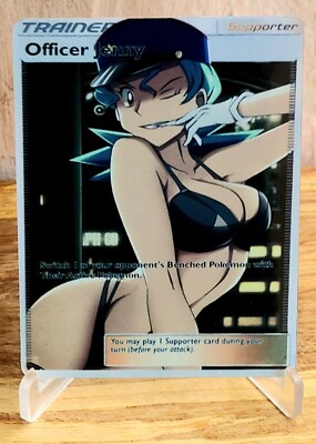 Pokemon Officer Jenny Anima Waifu Sexy Doujin ACG DIY Trainer Full Art Card Holo