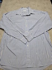 Van Heusen Men's White Striped Long Sleeve Dress Shirt Size Large