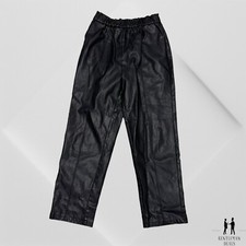 FRNCH Women Black Faux Leather Pants M 27inches inseam