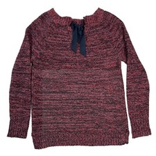 LOFT Outlet Women s Pullover Sweater Small Pink Knit Acrylic Long Sleeve Bow NWT