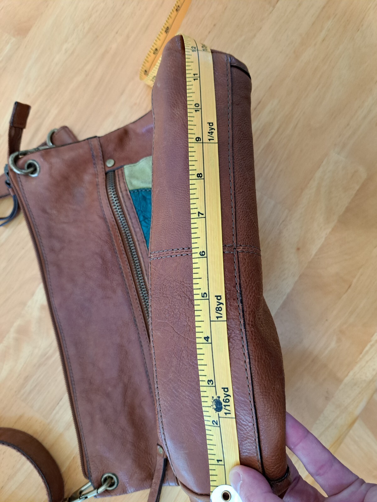 Fossil Multicolor Patchwork Leather Suede Pocket … - image 9