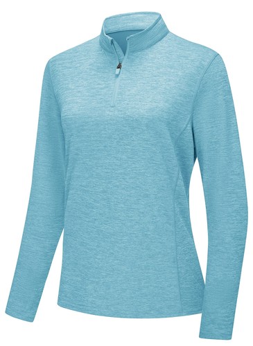 UPF50+ Women's Long Sleeve Sun Shirts Quick Drying 1/4 Zip Casual Work T-Shirts - Picture 46 of 118