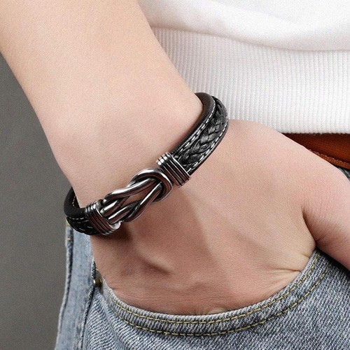 To My Son Bangle Bracelet Mother And Son Forever Linked Leather Bangle U0Y2 Hot - Picture 3 of 7