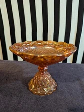Vintage MCM Imperial Glass Marigold Carnival Glass Open Lace Diamond Point Dish