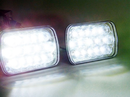 Pair Kenworth T300 1997-2010 7x6" 5x7 inch 15 LED Headlights High/Low Beam - Picture 10 of 11
