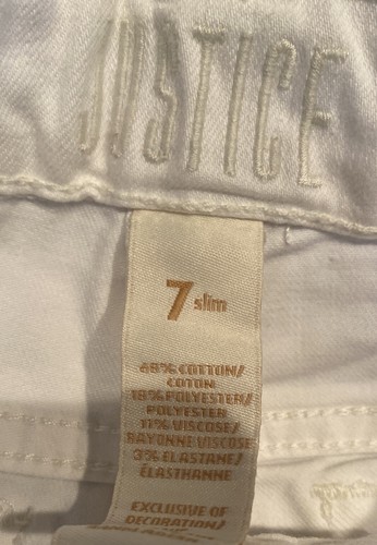 NWT Justice Girls White High Waist Shorts Size 7 Slim - Picture 2 of 3