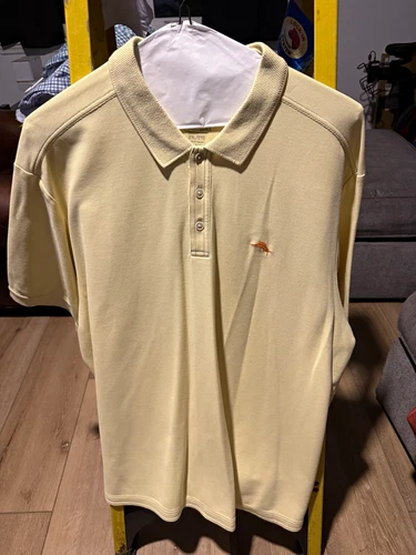 Tommy Bahama Men’s Polo Shirt 2XL Beige Knit Embroidered Marlin Logo Button - product listing photo