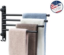 Toallero giratorio de pared de color negro, barra para toallas de acero inoxidab