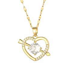 18K Gold Plated Women's Heart Shape Necklace Cubic Zirconia Romantic Love Gift