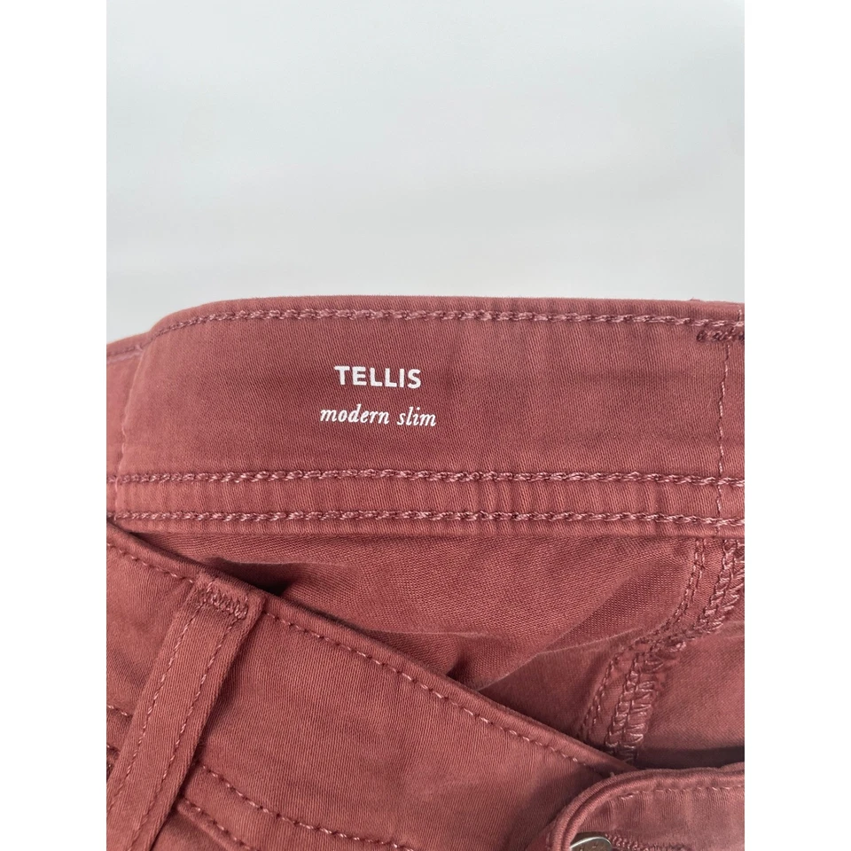 Pantalones AG Adriano Goldschmied Tellis Modernos Ajustados Rojo Algodón Elastano 32x34 Foto 4 de 4