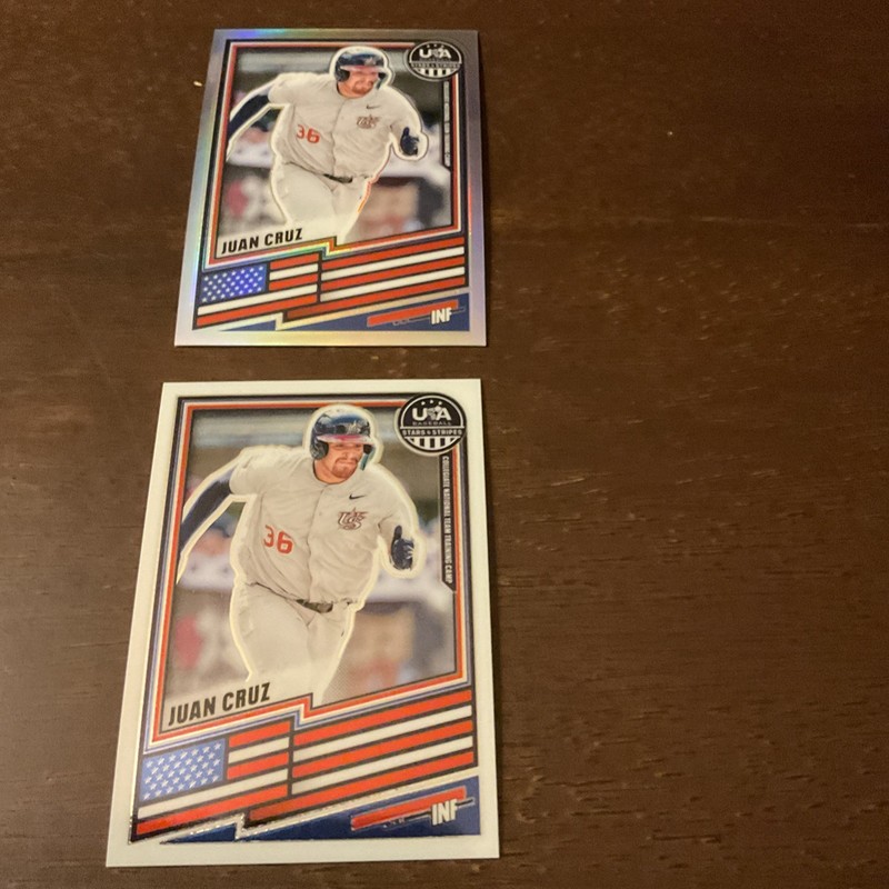2026 Panini Stars & Stripes Collegiate Player Juan Cruz Prizm & Common Card
