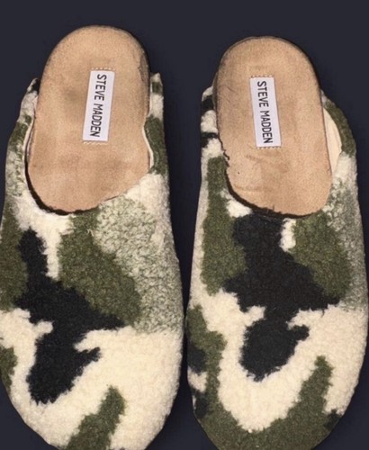 Steve Madden VESA Camouflage Mule Slippers Women's Size 9 Textile Upper Flat