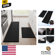 Kitchen Mats for Floor, 2-Piece Anti-Fatigue Kitchen Rugs, Black