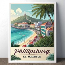 Philipsburg St. Maarten - Poster Vintage da Viaggio Isola dei Caraibi A1-A4 Poster Ar