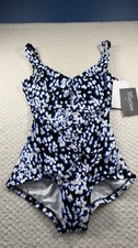 Maxine Of Hollywood Womens 12 Shirred Front Girl Leg One Piece Swimsuit New