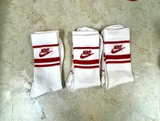 NWOT MENS SIZE 10-12 NIKE ATHLETIC MID CALF SOCKS RED WHITE SET OF 3