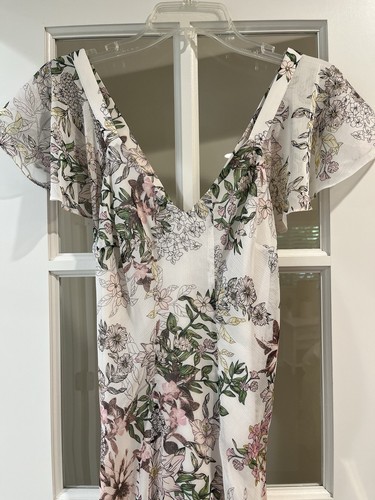 Guess Women's, Loyola Floral Print Maxi Dress, White Floral, Size 0 - Picture 3 of 12