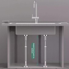 Stainless Steel Undermount Sink Support 50-80cm Height Adjustable Bracket Pair