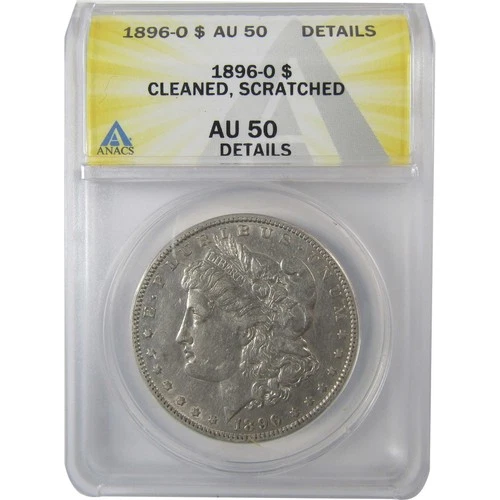 1896 O Morgan Silver Dollar AU 50 Details ANACS $1 Coin SKU:I25407