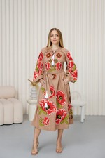 Woman Vyshyvanka Ukrainian embroidery embroidered dress Linnen S M L XL