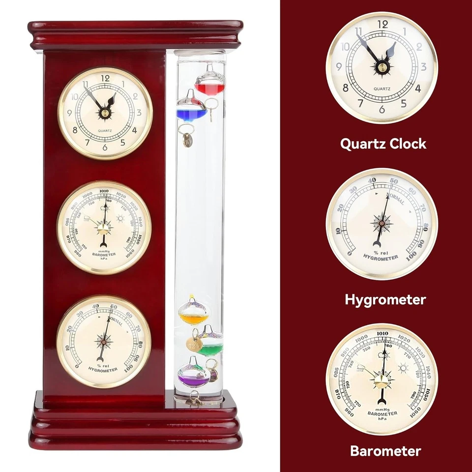 Estación Meteorológica Analógica Lily's Home con Termómetro Galileo, Precisión Dorado  Foto 3 de 4