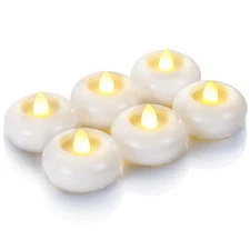 Homemory 2 Inch Flameless Led Floating Candles 6 Pack Waterproof Battery Oper...