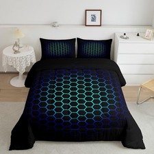 Hexagonal Bedding Set 3D Geometric Honeycomb Comforter Set for Kids Boys Girl...