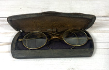 Antique Mid 19th Century Wire Rimmed Spectacles Eyeglasses Original Case