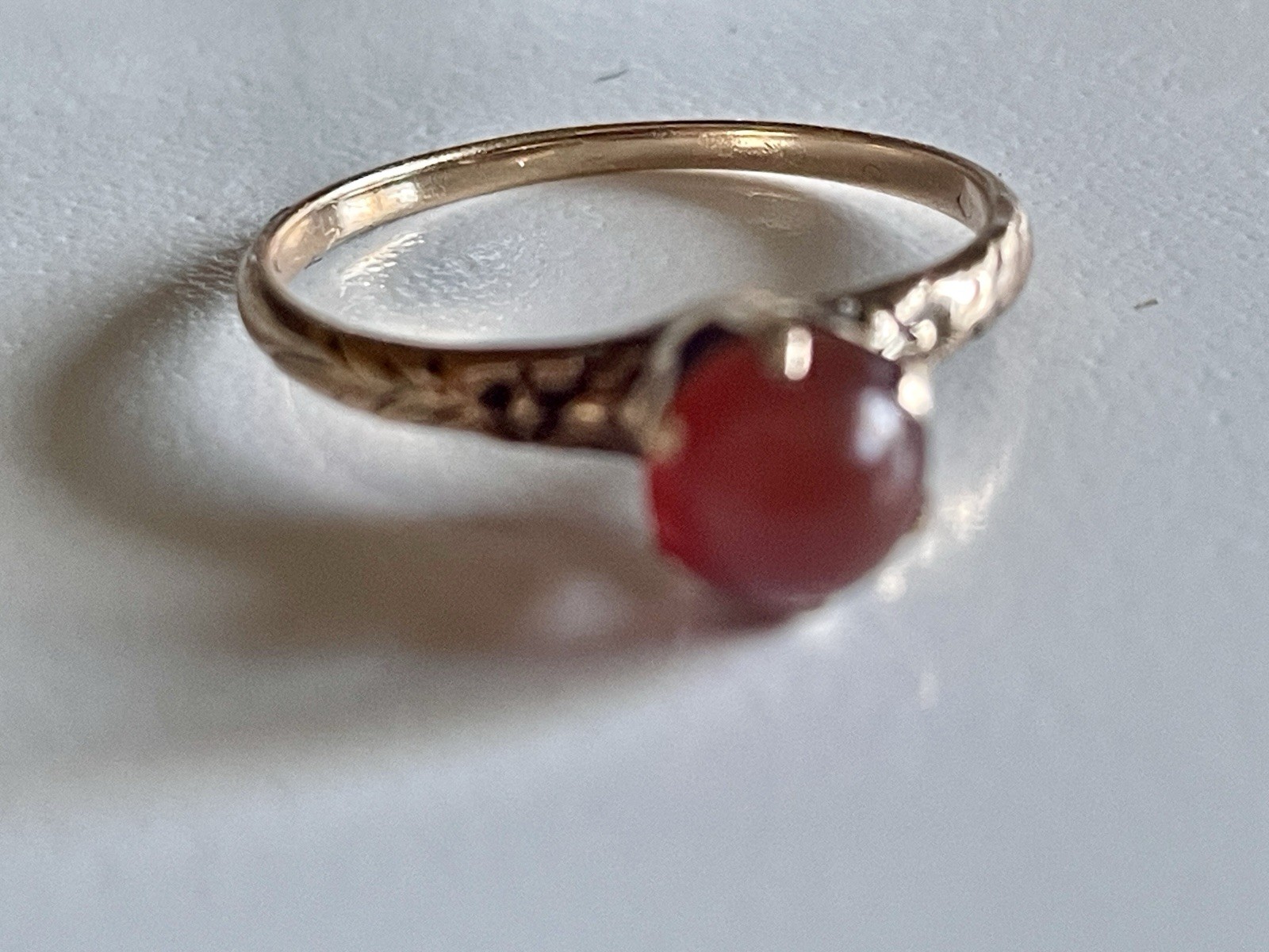 Fine Antique Solid Yellow Gold 10k Stack Carnelia… - image 5