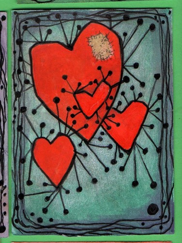 aceo art card original paintings punky heart 4