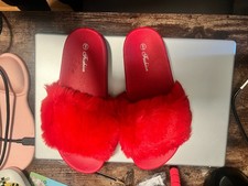 Red Fur Sandals