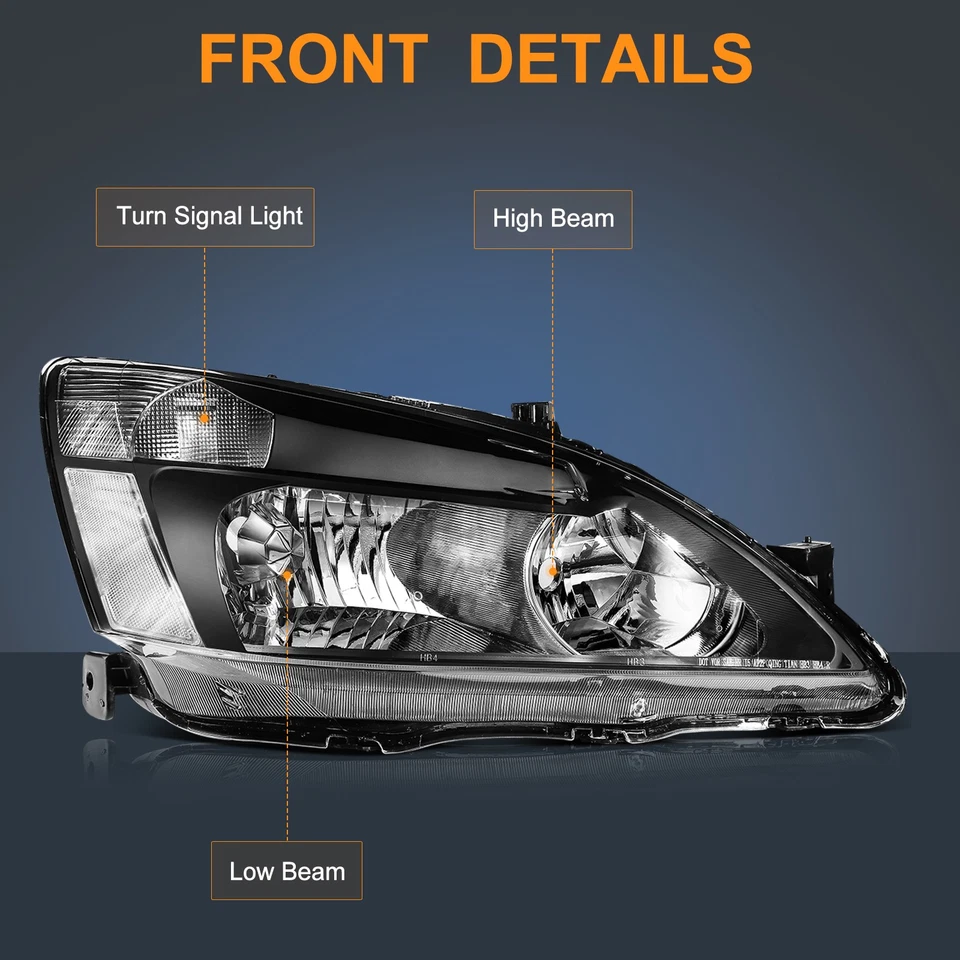 Conjunto de faros carcasa negra para Honda Accord 2003 2004 2005 2006 2007 L+R Foto 2 de 4