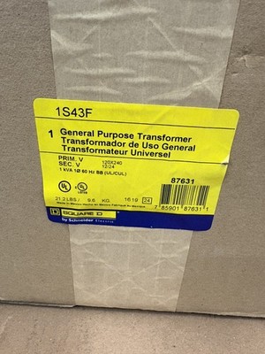SQUARE D 1S43F Transformer,120/240VAC,12/24VAC,1kVA 1H270