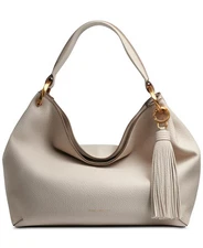 $368. Donna Karan New York Glenwood Leather Shoulder with Tassel Sand Gold